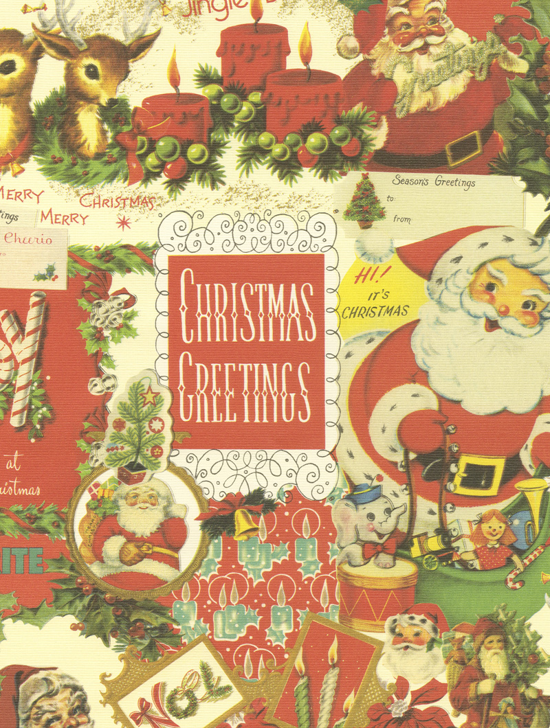 Vintage Wrapping Paper Christmas Gift Wrap Santa Wrapping Paper