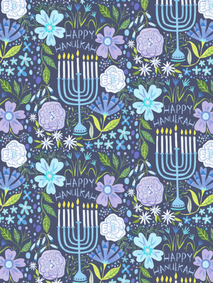 Floral Menorah Bulk Wrapping Paper