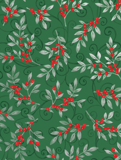 Holiday Floral Green Bulk Wrapping Paper