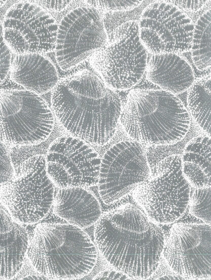 White Shells on Silver Bulk Wrapping Paper