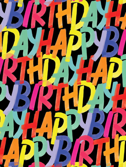 Rainbow Birthday Black Bulk Wrapping Paper