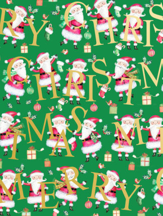 Santa Christmas Green Bulk Wrapping Paper