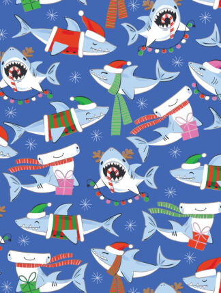 Merry Sharks Bulk Wrapping Paper