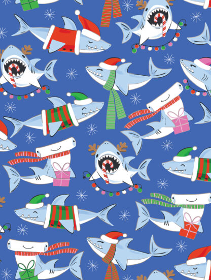 Merry Sharks Bulk Wrapping Paper