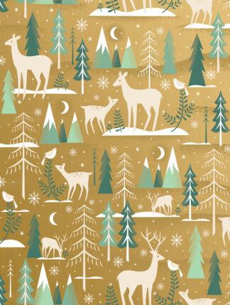 Winter Serenity Gold Bulk Wrapping Paper