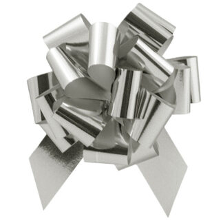 Pom Pom Pull Bows - Glitter Silver Bulk Bows