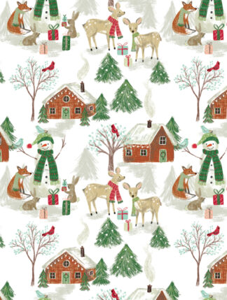 Cozy Christmas Critters Bulk Wrapping Paper