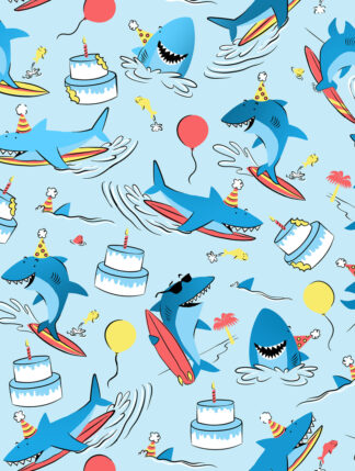 Surfing Sharks Bulk Wrapping Paper
