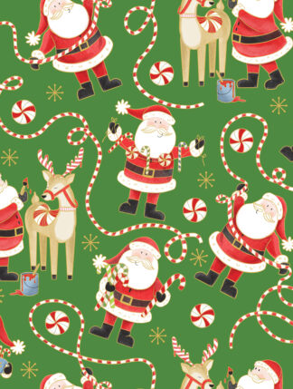 Jolly Santa Green Bulk Wrapping Paper