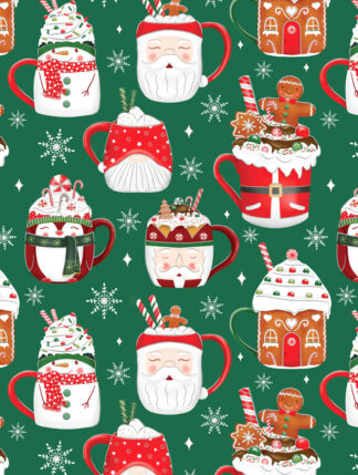 Cocoa Christmas Green Bulk Wrapping Paper