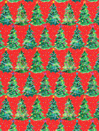 Christmas Trees Red Bulk Wrapping Paper