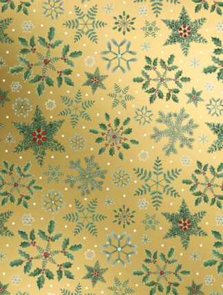 Forest Snowflakes Gold Bulk Wrapping Paper