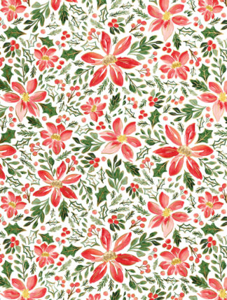 Pretty Poinsettia Bulk Wrapping Paper