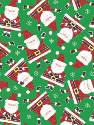 Sparkling Santa Green Bulk Wrapping Paper